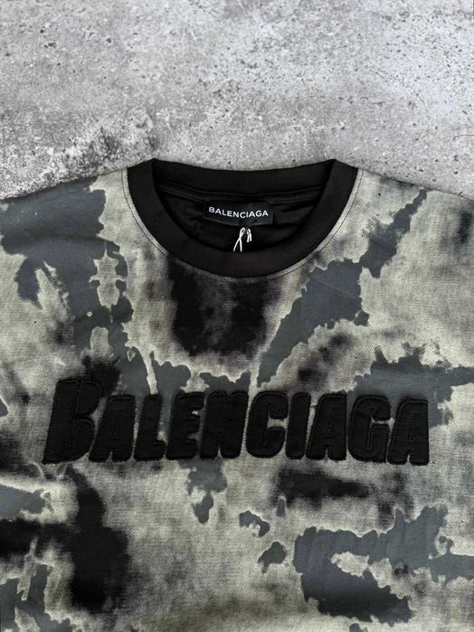 Футболка Balenciaga tie-dye premium з qr-code та бірками i57/7771