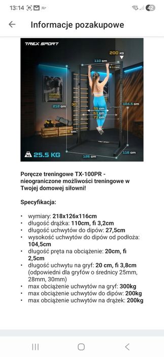 Drążek stacjonarny do podciagania