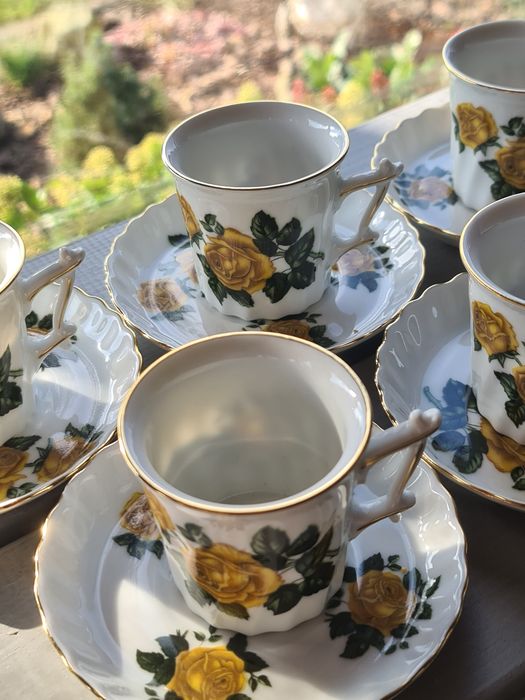 5 X Porcelana Rheinpfalz Żółte róże