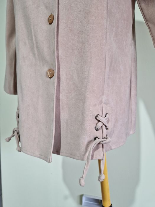 Bluzka koszulowa ciemny beż wiązana sznureczkami