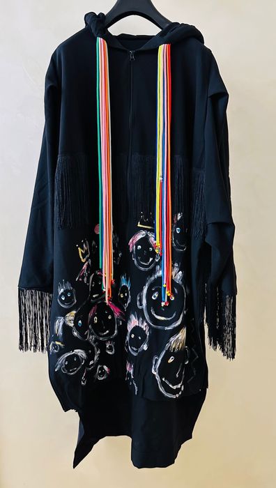 Ексклюзивна накидка плащ пончо чорний з капюшоном від Alyona Alyona XL