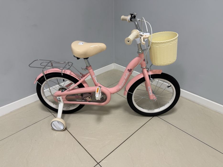 SOLIDNY różowy rowerek 16 cali dla dziewczynki fotelik model 0105