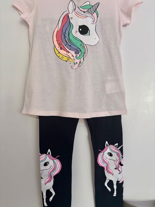 Jednorożec, Unicorn, Zestaw, komplet leginsy i koszulka HM BROKAT
