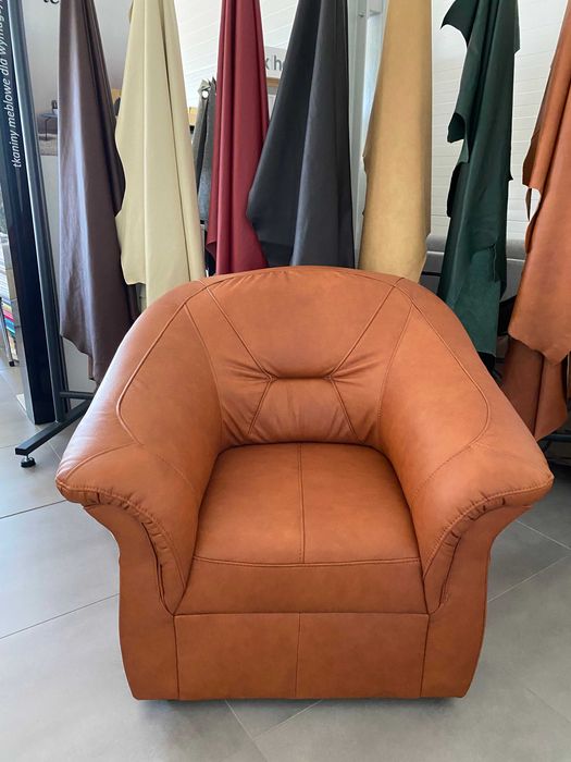 Wiosenna cena Komplet Fresh narożnik i fotel naturalna skóra