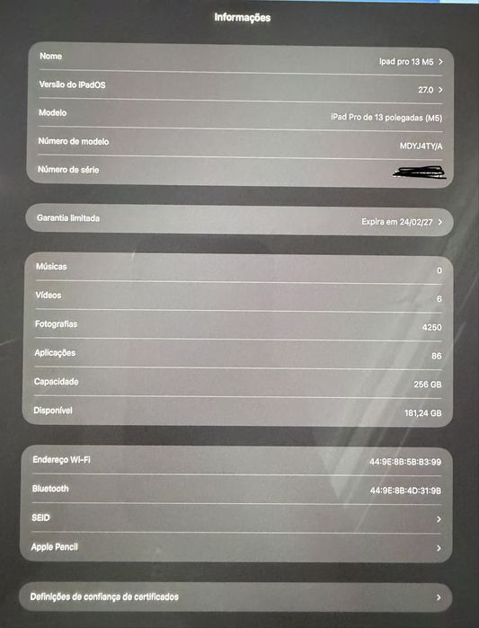 Ipad Pro 13 M5 + apple pencil pro + capa teclado + capa + bolsa