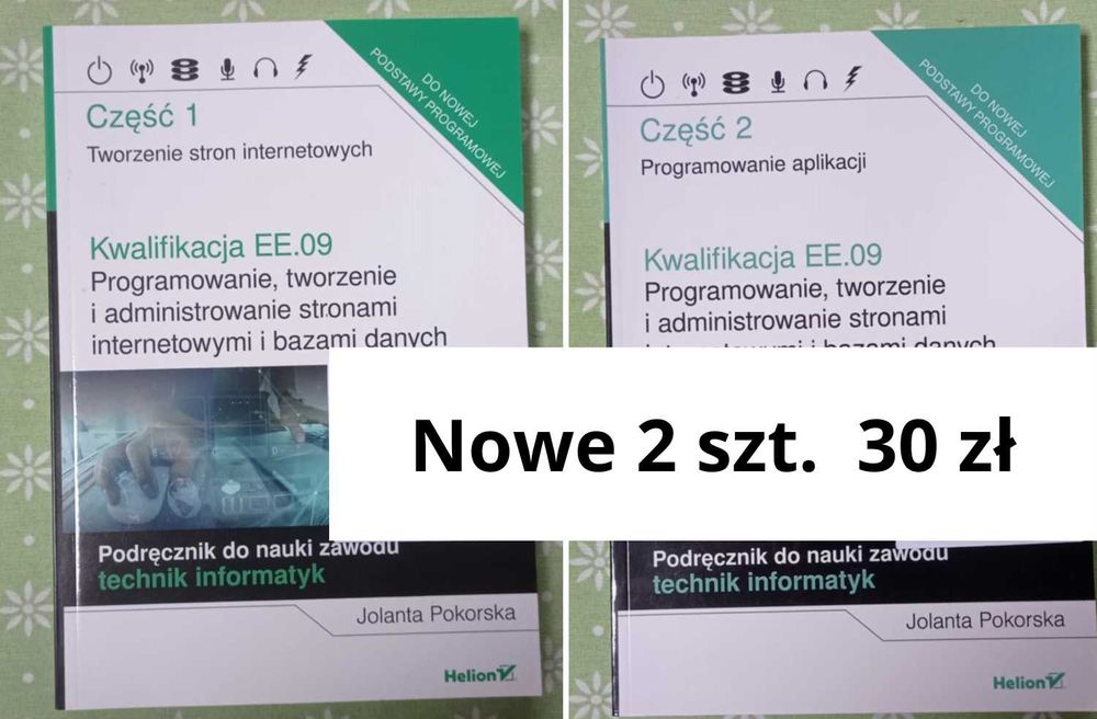 Sprzedam 2Podręczniki do zawodu technik informatyk/programista, Helion