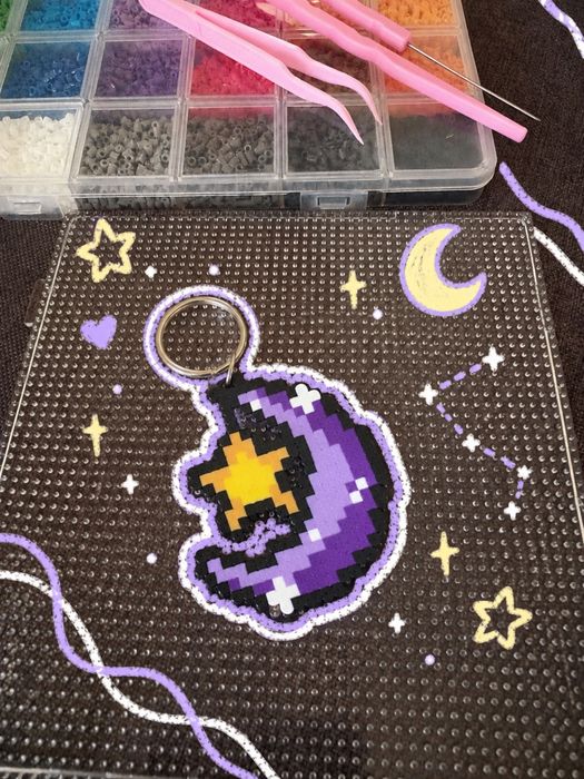 Chaveiro de Lua de Hama Beads