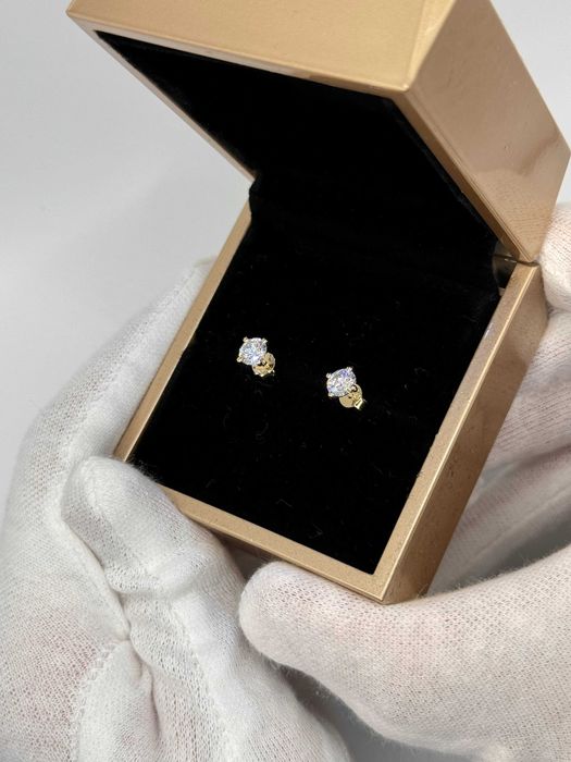 Kolczyki Z Diamentami 1.07 CT. | Żółte Złoto 14k.| Certyfikat IGI|Nowe