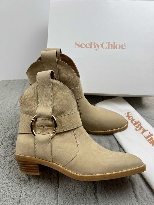 Buty damskie skórzane botki kowboki See By Chloe 38