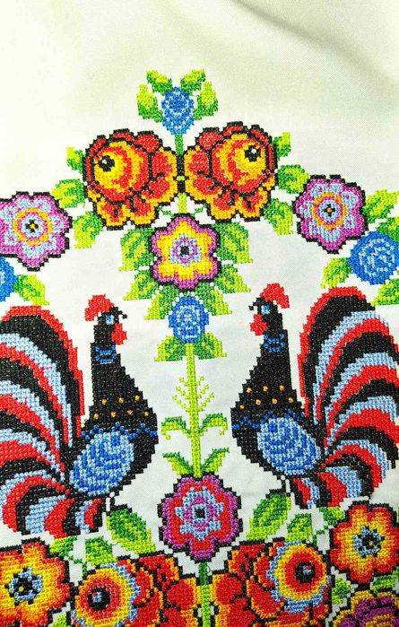 Рушник вишитий весільний з півнями