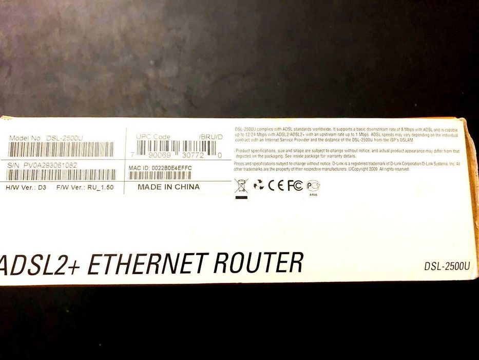 D-Link DSL-2500U роутер Ethernet маршрутизатор ADSL2+