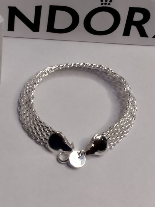 Bransoletka szeroka siatka 925srebro nowa na prezent Walentynki