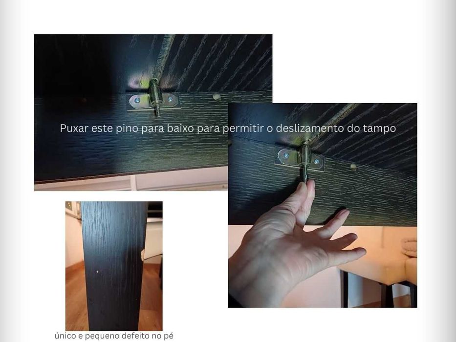 Mesa Extensível em Carvalho Francês Preto — Madeira Maciça 160cm