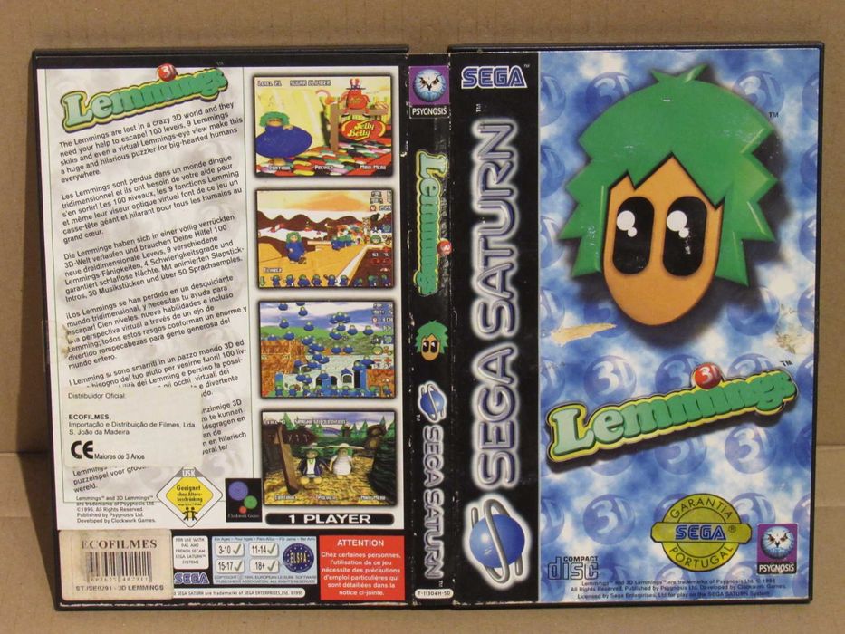 Jogo Sega Saturn 3D Lemmings completo PT