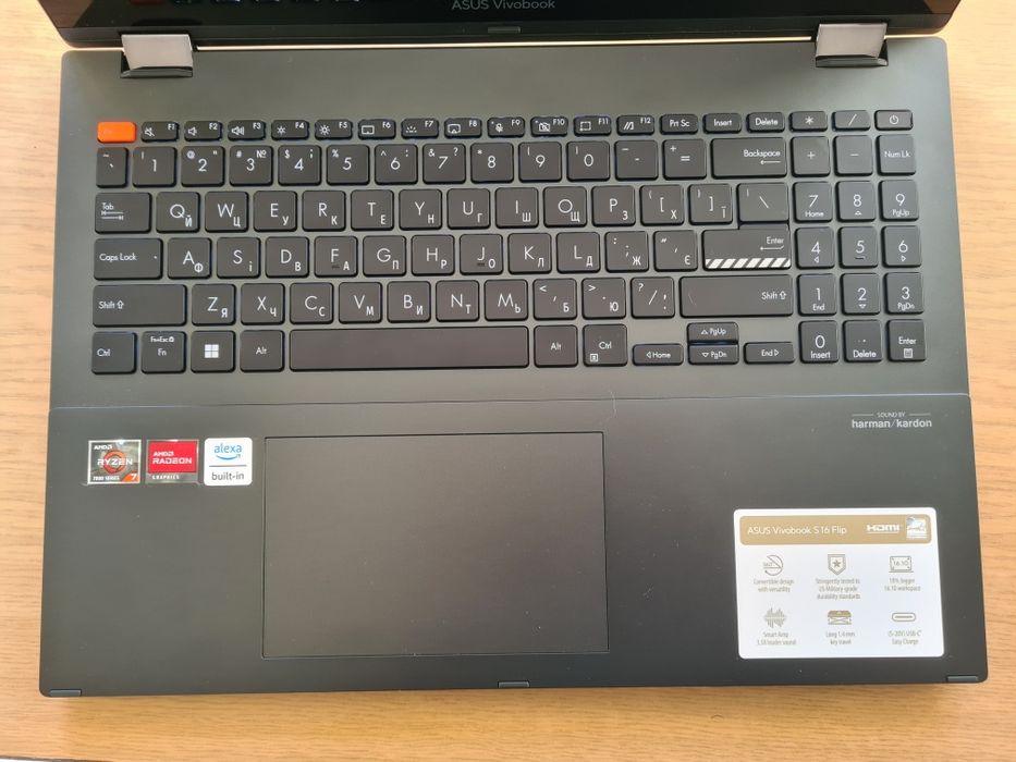 Сенсорний ASUS Vivobook S 16 Flip TN3604YA R7-7730U, RAM 16GB, SSD 1TB