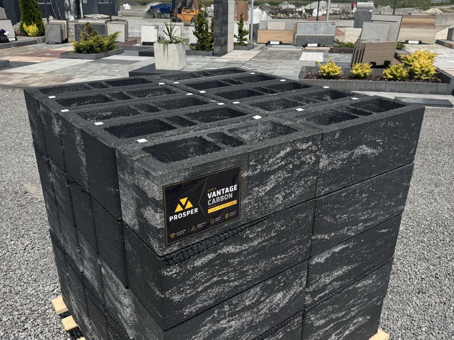 Pustaki ogrodzeniowe 50x20x20 CARBON bloczki betonowe ogrodzenie VANTAGE