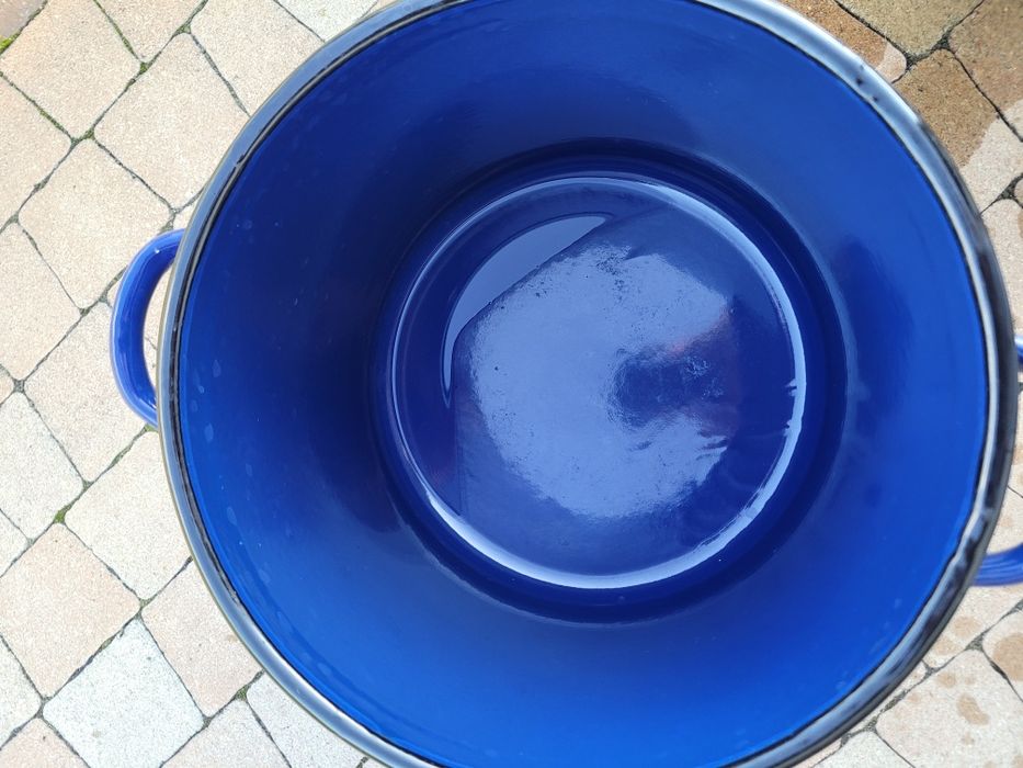 Duży nowy garnek emaliowany PRL