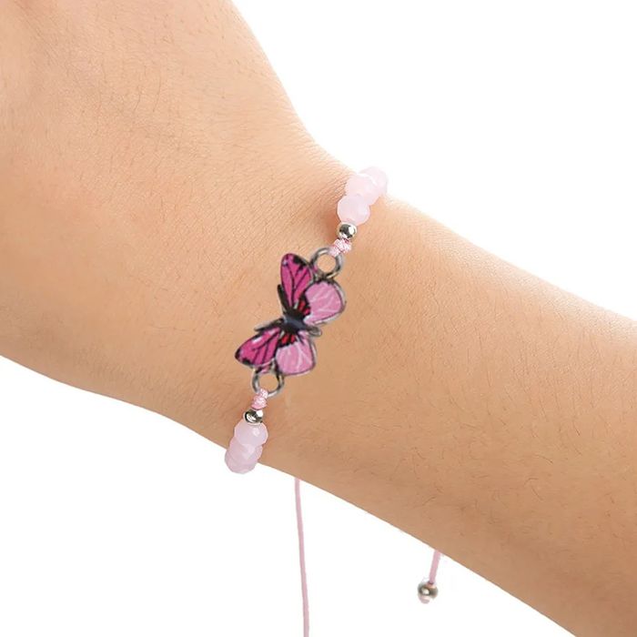 Pulseira/tornozeleira borboletas em tons azul, rosa, verde, amarelo