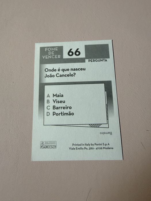 Cromo do João Cancelo – Fome de Vencer Panini Continente