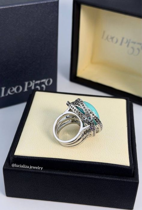 Золота Каблучка Leo Pizzo Оригінал з бірюзою та діамантами