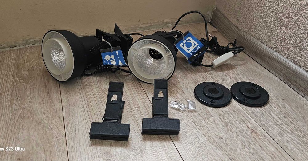 Kolekcjonerskie kinkiety PRL POLAM – 2 szt. | industrial vintage