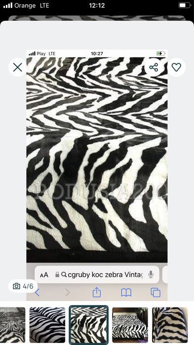 Koc zebra z akrylu 160 x200