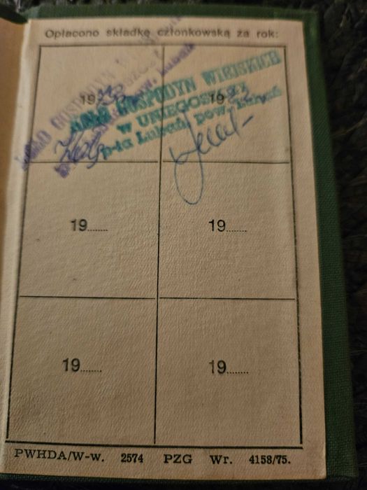 Stara legitymacja PRL 1977r Kółko Rolnicze Gospodyń Wiejskich