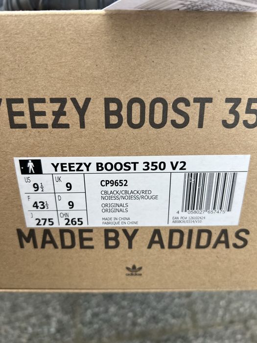 Adidas Yeezy Boost 350 V2 Bred sneakersy niskie czarne kanye 43 1/3