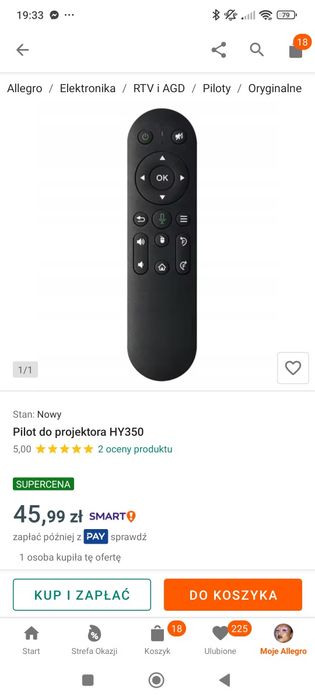 Pilot do projektora Hy350