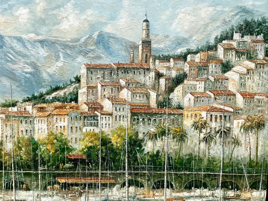 Olejny, Marina w Menton na Lazurowym Wybrzeżu, 60x50,