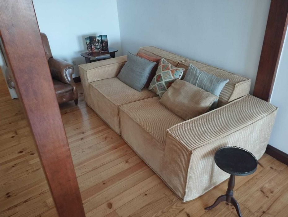 Sofá modular cor de areia FOLIO em veludo bombazine | Sem uso, Novo
