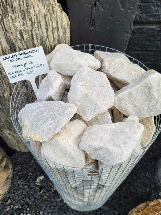 Kamień do gabionu Crystal White 63 gabion Kamienie ogrodowe dekoracyjn