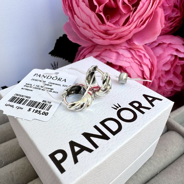 Сережки Pandora Пандора/ Серьги Pandora/ оригінал нові кільця срібло