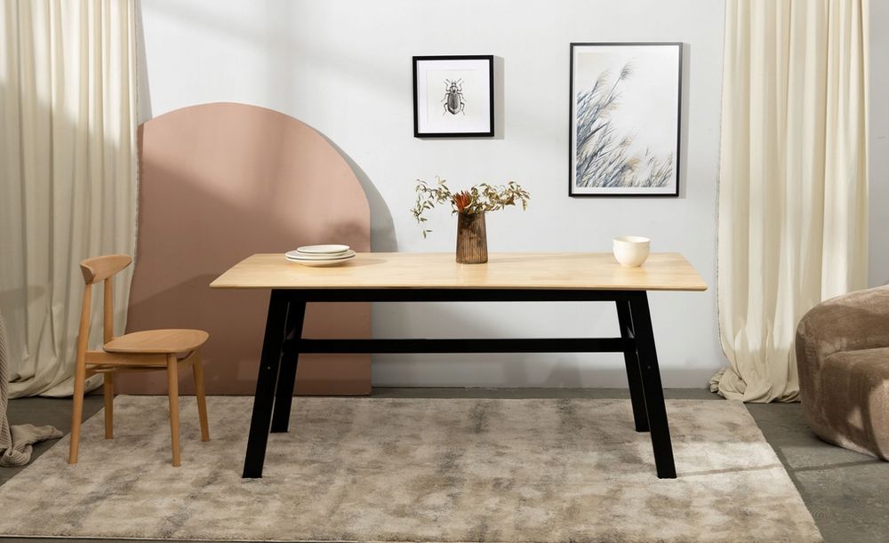 Lectus Lingo Stół 180X90X76 Cm Naturalny/Czarny (D1766)