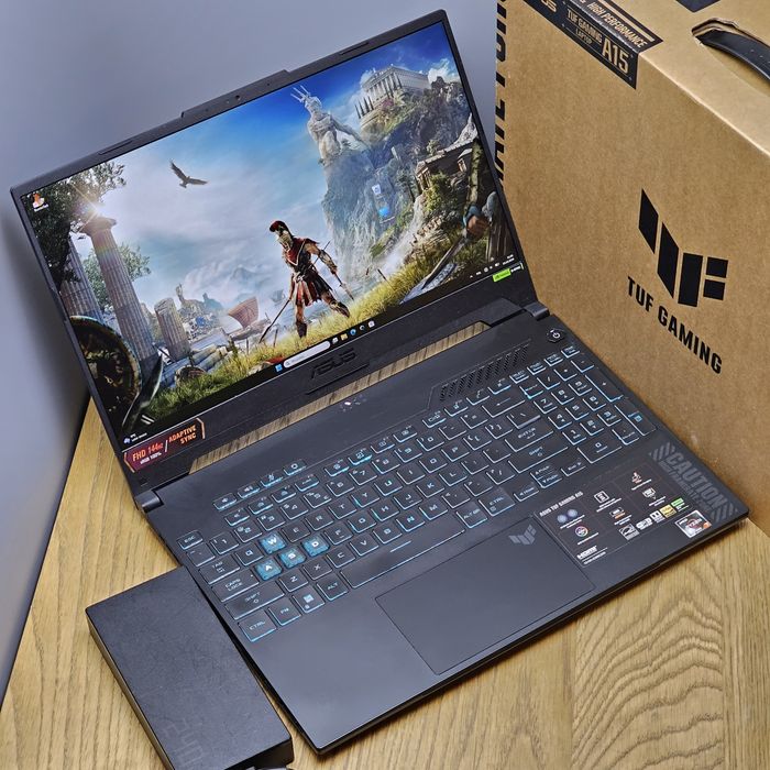 ASUS TUF Gaming A15, 15.6", Ryzen 7 7735HS, RTX 4060 8GB 140W, 16GB RAM DDR5, SSD 1TB, FHD 144Hz, BARDZO DOBRY STAN, tylko Warszawa