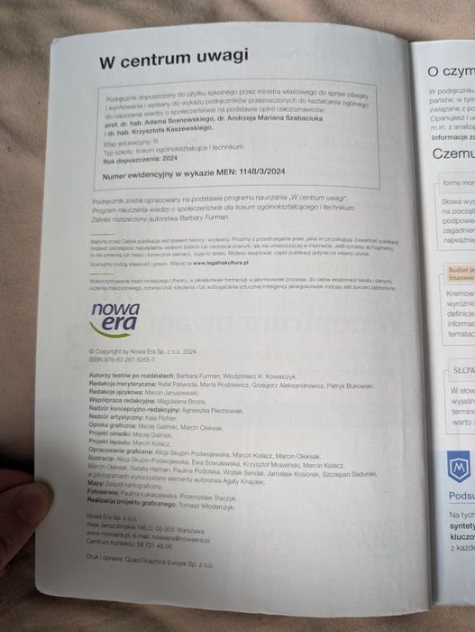 Podręcznik: W centrum uwagi 3 - zakres rozszerzony.