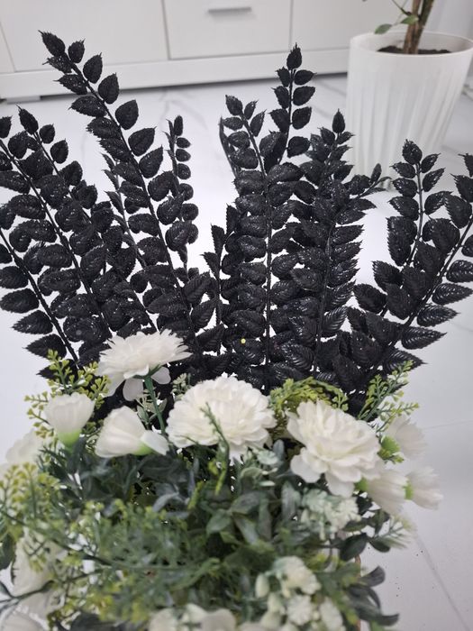 Duże liście 15 sztuk gałazki ozdoba bukiet florystyczny czarne