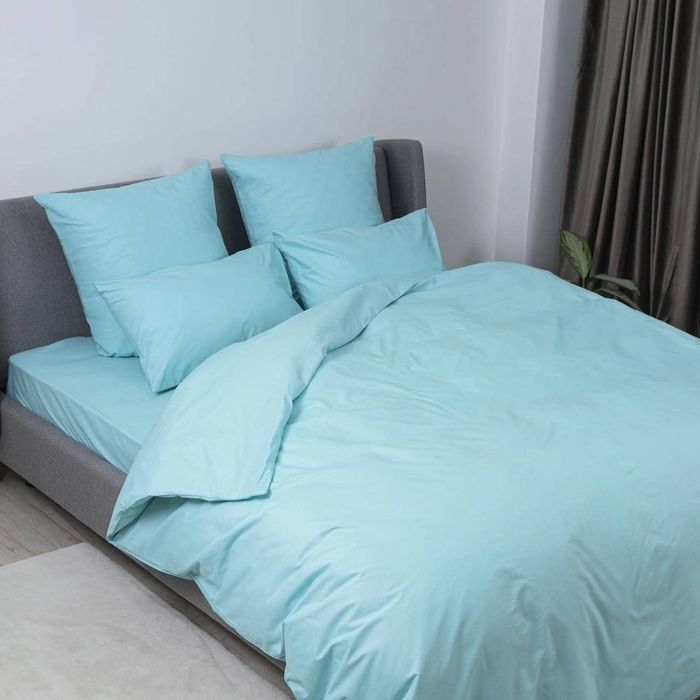 Комплект постільної білизни односпальний блакитний, бірюзовий, постіль