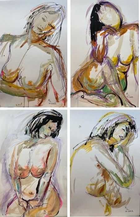 Desenhos 65x25cm / 32,5x25cm - Originais Françoise Leblanc (1953)