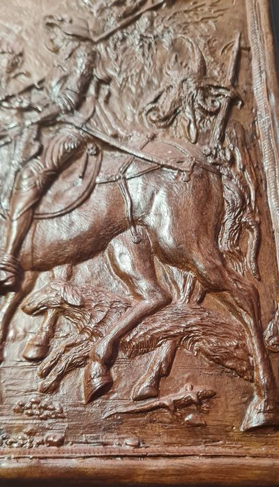 Rycerz, Śmierć i Diabeł, 1513 rok  A. Dürer kafel ozdobny plaskorzeźba
