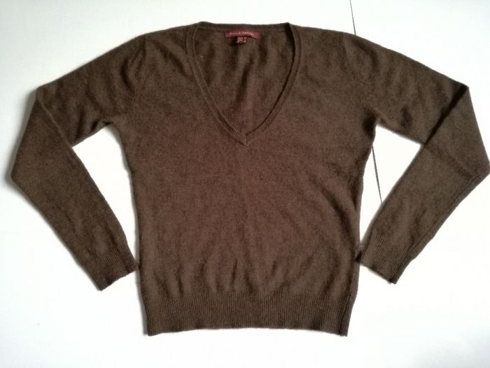 PHILIP RUSSEL sweterek sweter brazowy w serek roz. S