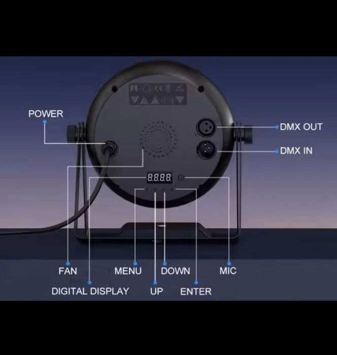 Projetores de  luz RGB DMX (8 unidades)