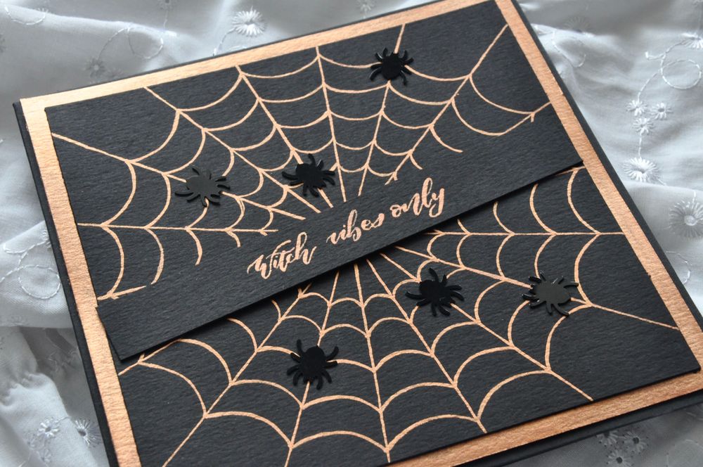 kartka zaproszenie halloween pajęczyna pająki