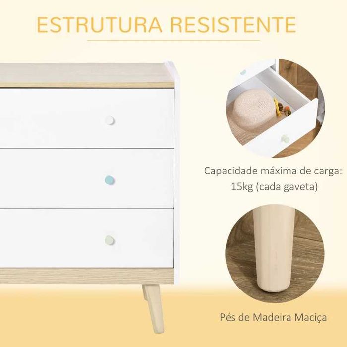 Cómoda com 3 Gavetas, Quarto de Crianças