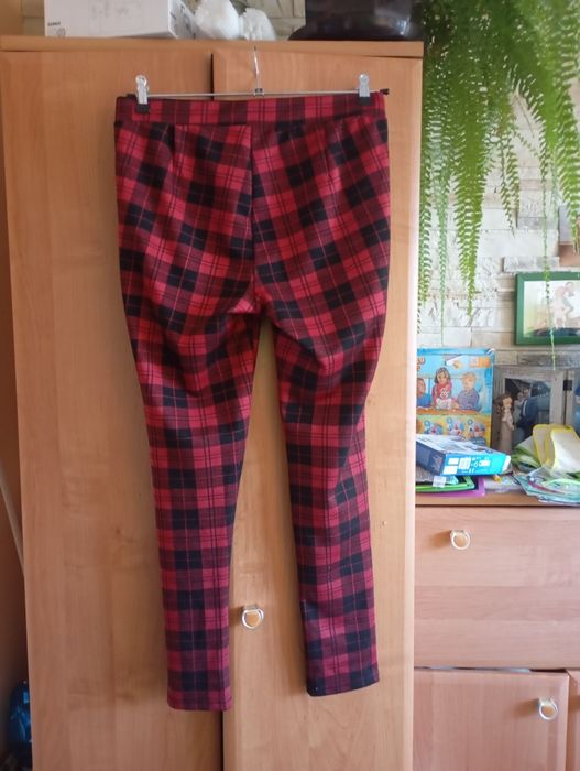 Spodnie w kratkę kratę elastyczne 42 xl