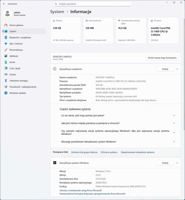 Komputer Dell Vostro 3668