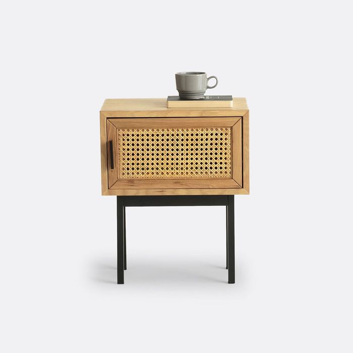 2 Mesas de cabeceira em carvalho e rattan La Redoute