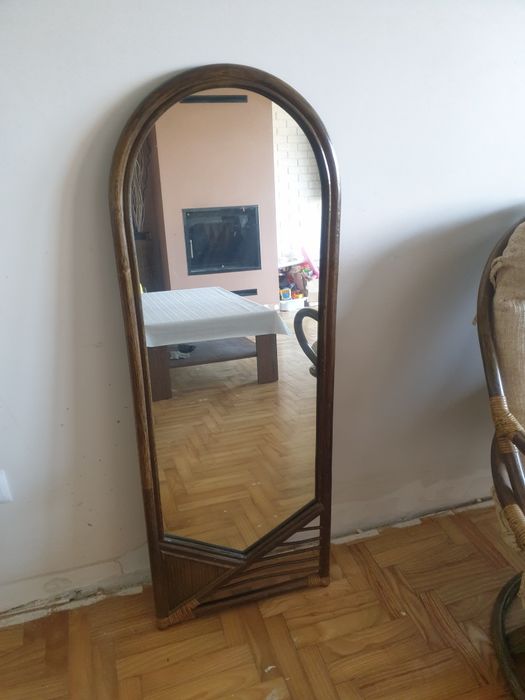 Lustro rattanowe ścienne 45x120 cm
