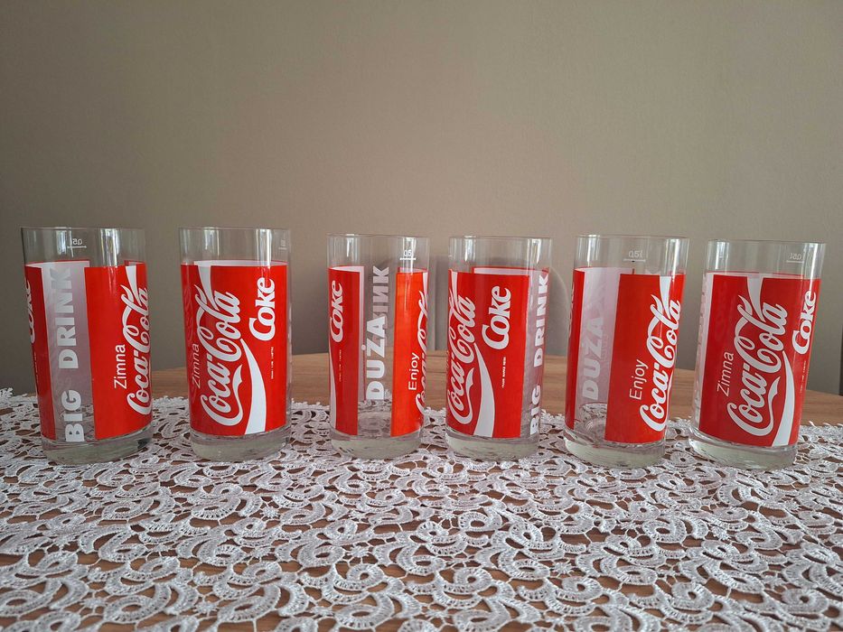 Zestaw 6 szklanek szkanki szkalnka BIG DRINK zimna Coca-Cola Coke 500ml 0,5l wersja POLSKA