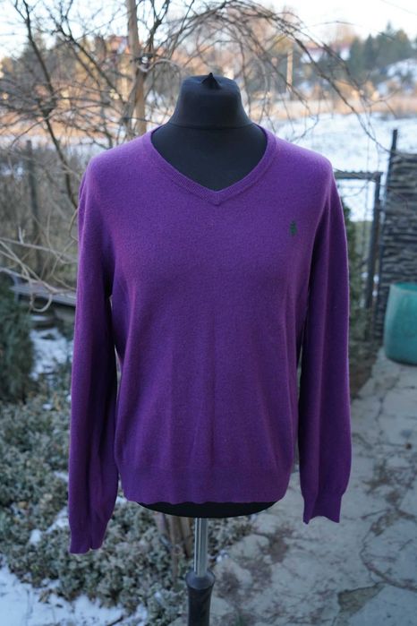 Ralph Lauren wełniany męski sweter v-neck M Merino wool w2